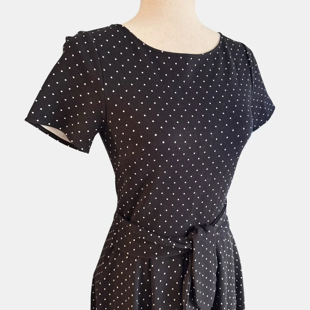 Kate Spade New York Larabee Dot Sz. XS 2 4 ponte Dress Black white Polka dot mod